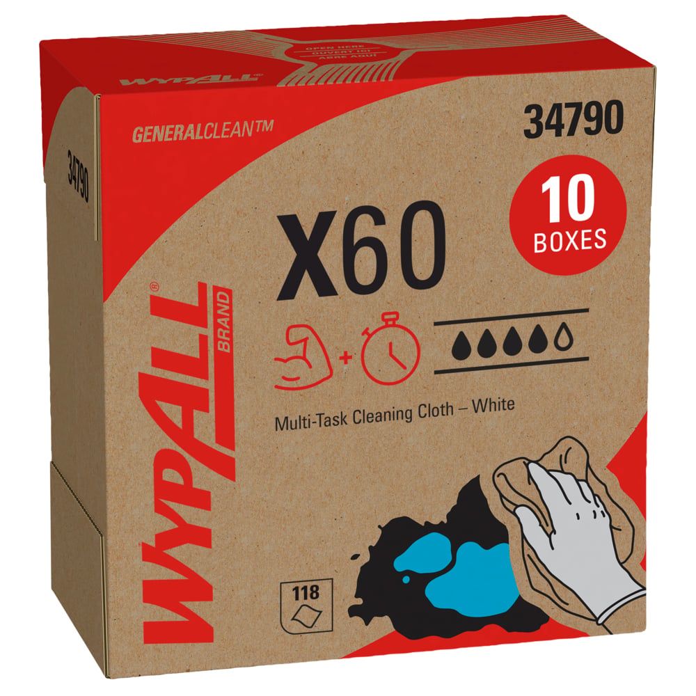 8.34"x16.8" WypAll* X60 Hydroknit™ Pop-Up* Boxed Wipers