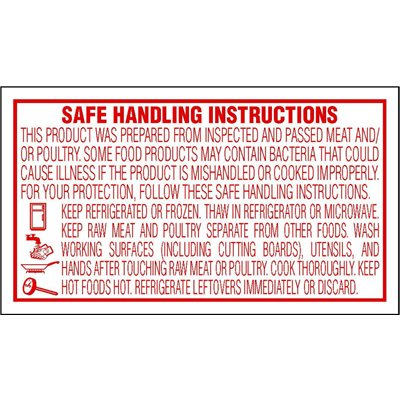 1"x1.75" Label with Safe Handling Instructions