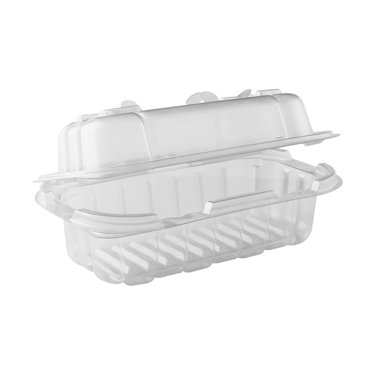 7.62" x 4.53" x 3.09" Crisp Food Technologies® Hinged Lid Container-Clear