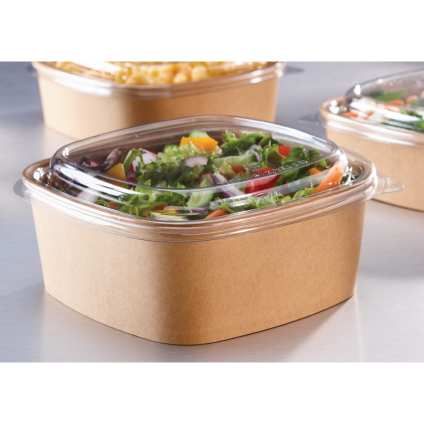 Clear Low Dome Lid for Kraft 24oz/32oz Square Bowl